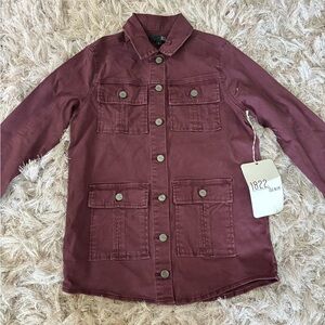 1822 Denim Red Jean Jacket with Classic Collar